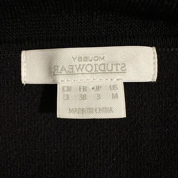 Moussy‎ Studiowear Double Zip Wool Blend Black Sweater Dress Jacket Monochrome - Picture 6 of 8